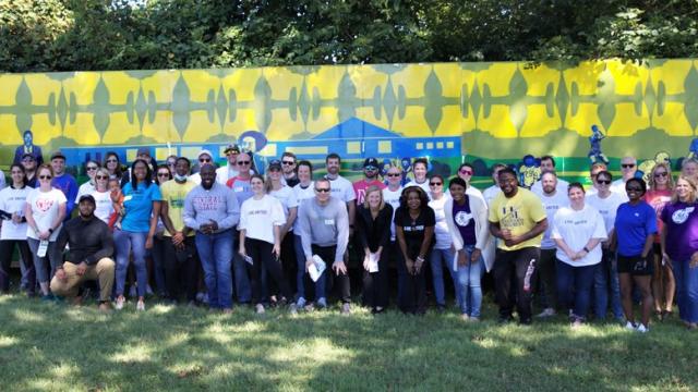 On Sept. 24, a group of more than 50 volunteers from Fund Evaluation Group, GE and P&G worked with community members in Lincoln Heights to support critical projects in the village that will provide beneficial resources for residents.