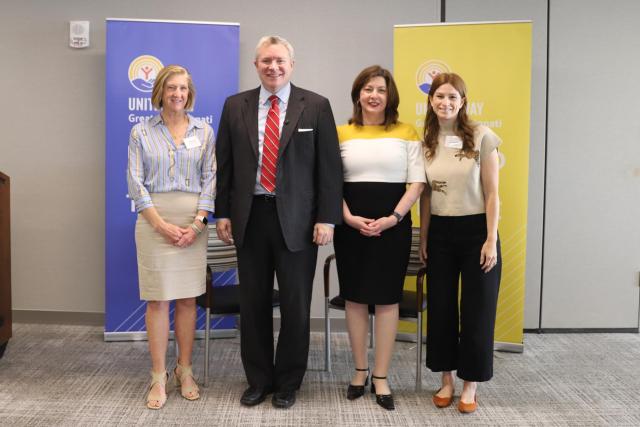 Representatives from United Way of Greater Cincinnati with Chancellor Mike Duffey, Ohio Department of Higher Education, and Gina Hemenway, Executive Director of Community Health at Mercy Health