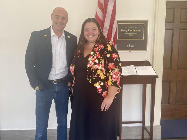 United Way of Greater Cincinnati Public Policy and Advocacy Manager Hailey Barr with U.S. Representative Greg Landsman (OH-1) 